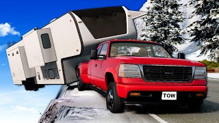 Racing Down a MOUNTAIN With a LONG TRAILER! (BeamNG) screenshot 3