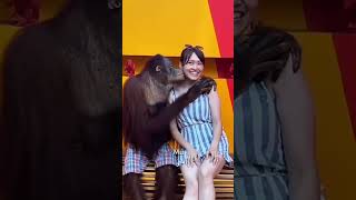 This monkey did something shocking with the girl.#shortsvideo