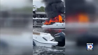 Boat catches fire near Commercial Boulevard