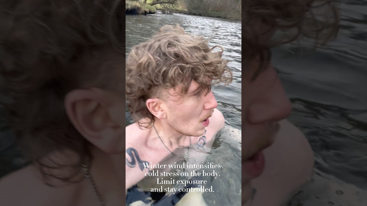Cold water swimming in winter wind