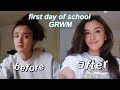 FIRST DAY OF HIGH SCHOOL GRWM 2019 (makeup, hair, outfit)