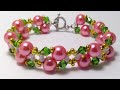 Piramit kristal ve inci ile bileklik yapımı * Браслет из жемчуга и биконуса* Bicones,pearls bracelet