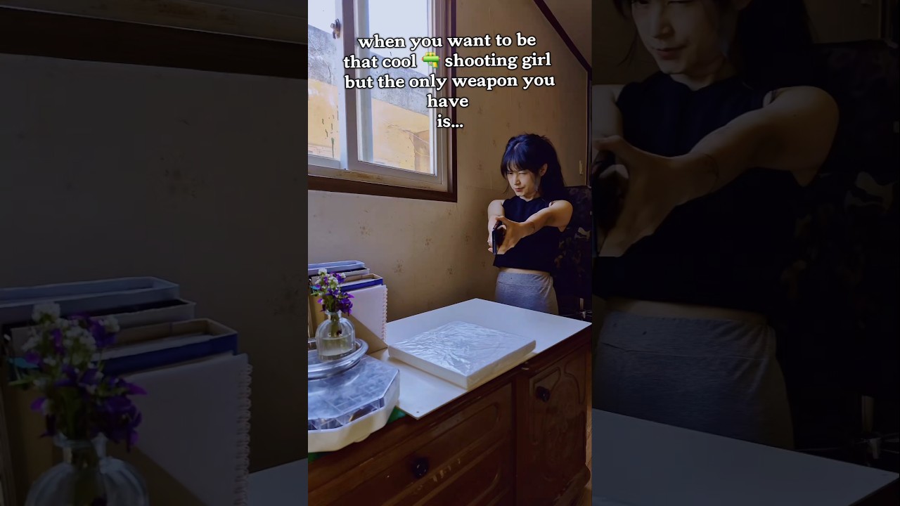 When you want to be that cool 🔫 shooting girl, but... 