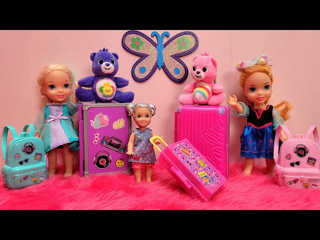 Packing for Vacation ! Elsa & Anna toddlers prepare their suitcases class=