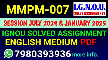 MMPM 7 Solved Assignment 2024-25 English, MMPM 7 Solved Assignment 24-25, MMPM-007 Assignment