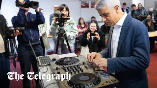 video: Sadiq Khan DJs at youth club on London mayoral campaign trail