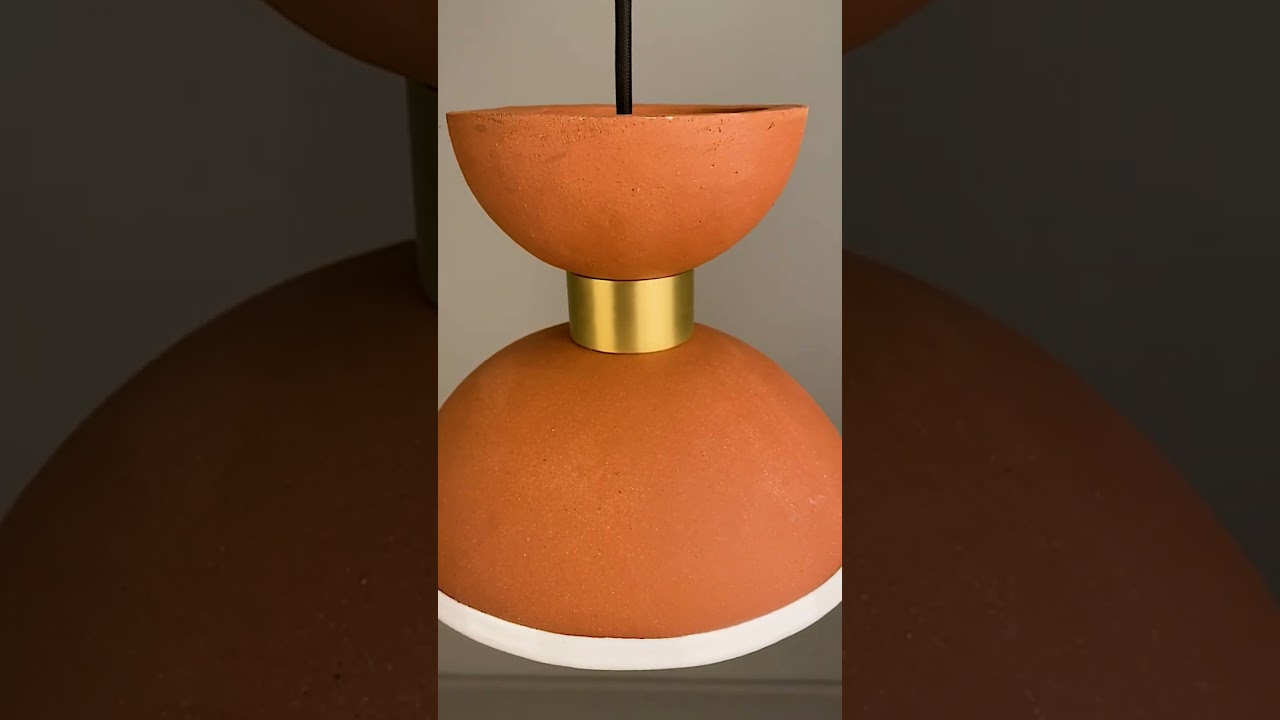Nakaii Organic Ceramic Pendant Light, Terracotta and White 7.75