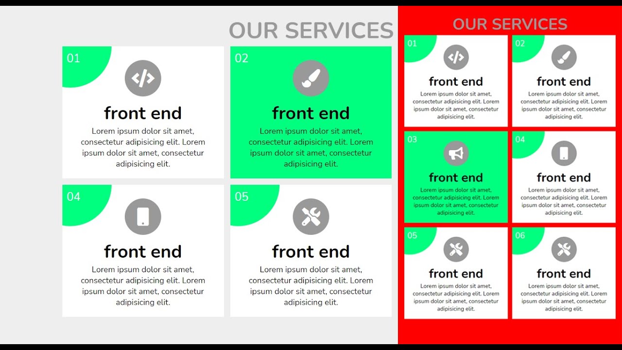 Html CSS responsive service section | Complete responsive layout ...