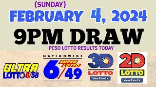 Lotto Result Today 9pm draw February 4, 2024 6/58 6/49 Swertres Ez2 PCSO#lotto
