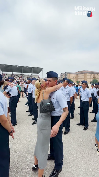 Watch wife's emotional reunion with her graduating Air Force husband | Militarykind #shorts