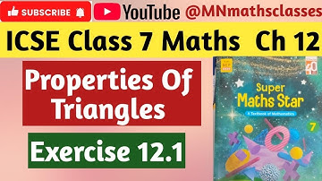 Icse class 7 maths Chapter 12, Properties Of Triangles || Ex 12.1 Super Maths Star 👍 Subscribe 