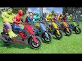 SUPERHEROES ON A MOTORBIKE WITH SPIDERMAN SUITS - 90 DEGREE RAMP CHALLENGE