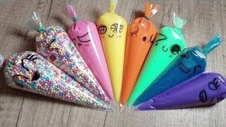 Mixing Making Slime with Rainbow Piping Bags  | Most Satisfying Videos