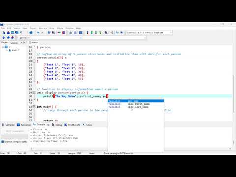 C 17: Define, initialize, and display structures