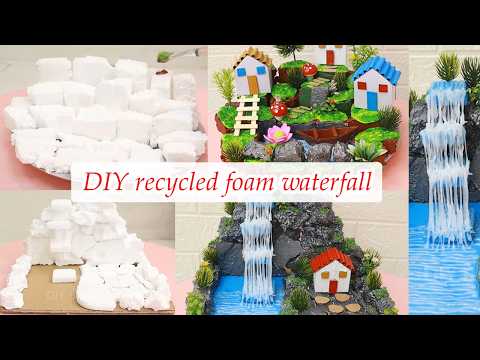 DIY mini waterfall from recycled materials