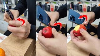 Cutting Apple With iPhone 12 Pro Max - Work Like Knife - iPhone 12 Pro Max Hidden Features LOL!!