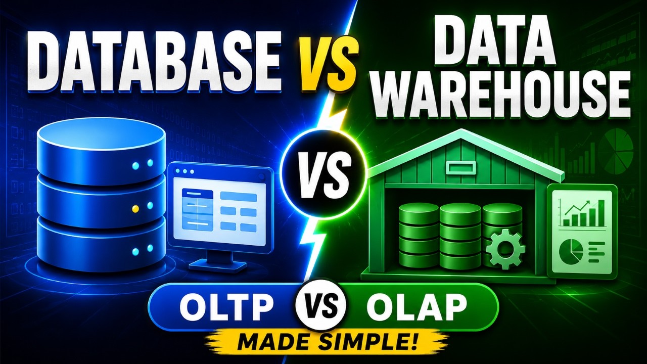 Database vs Data Warehouse Explained | OLTP vs OLAP Made Simple ! - YouTube