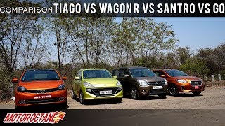 Tata Tiago vs Maruti Wagon R vs Hyundai Santro vs Datsun Go Comparison | Hindi | MotorOctane