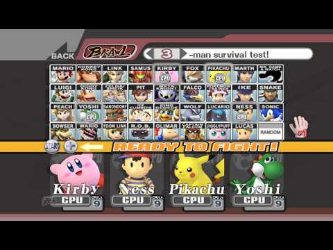 Super Smash Bros. Brawl - Battle #146: Kirby vs Ness vs Pikachu vs Yoshi
