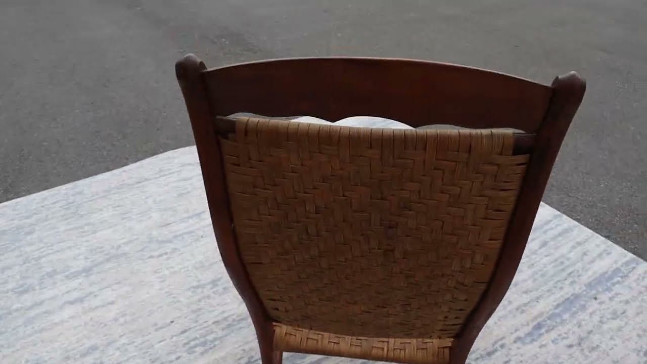 Antique Arm Chair with Woven Seat and Back