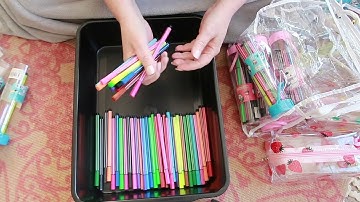 ASMR over 50minutes of pen rummage n sorting. No talking. Plastic crinkles n tingles.