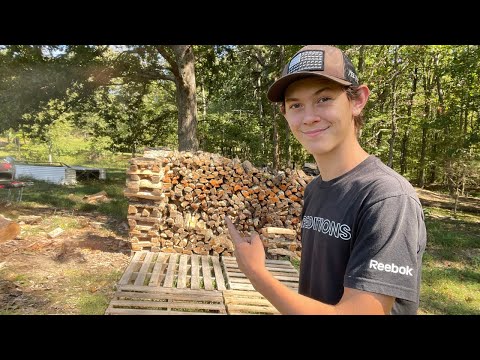 Splitting and Stacking More Firewood - YouTube