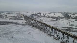 Fabyan (Battle River)Train Trestle Bridge Air 2 (Original Speed) Drone  Following Train