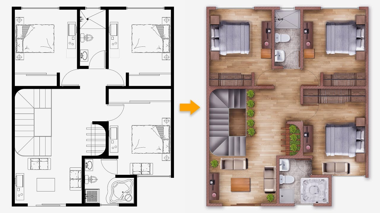  PART 01 Easy Plan Render Single house plan render in 