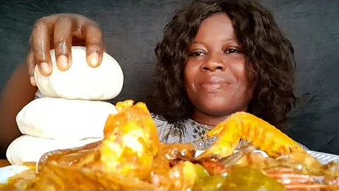 Asmr,Mukbang,Eating show,ogbono, okra soup and pounded yam