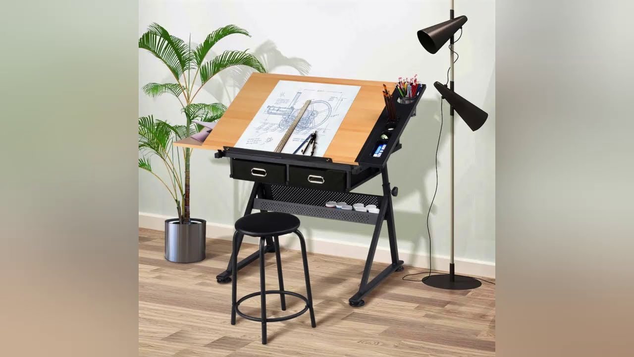 Costoffs Adjustable Draft Table Drawing Desk - YouTube