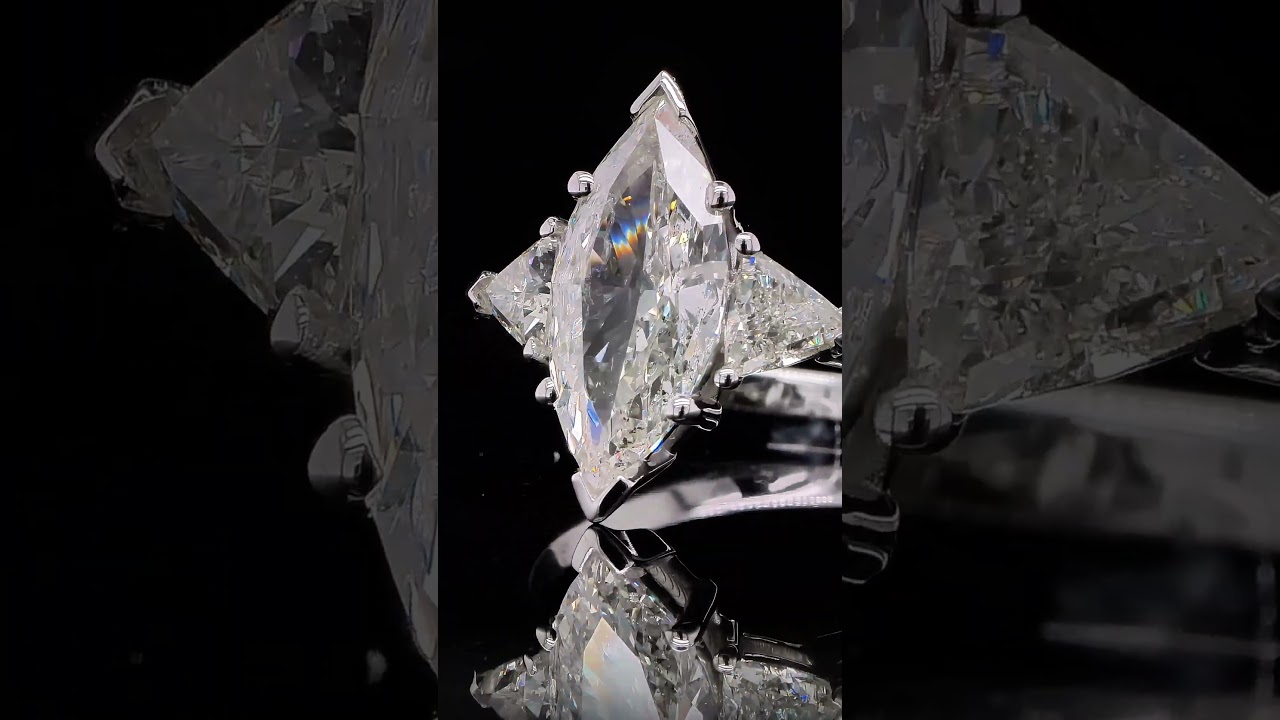 Three Stones Marquise Cut Diamond Engagement Ring - Orogem Jewelers