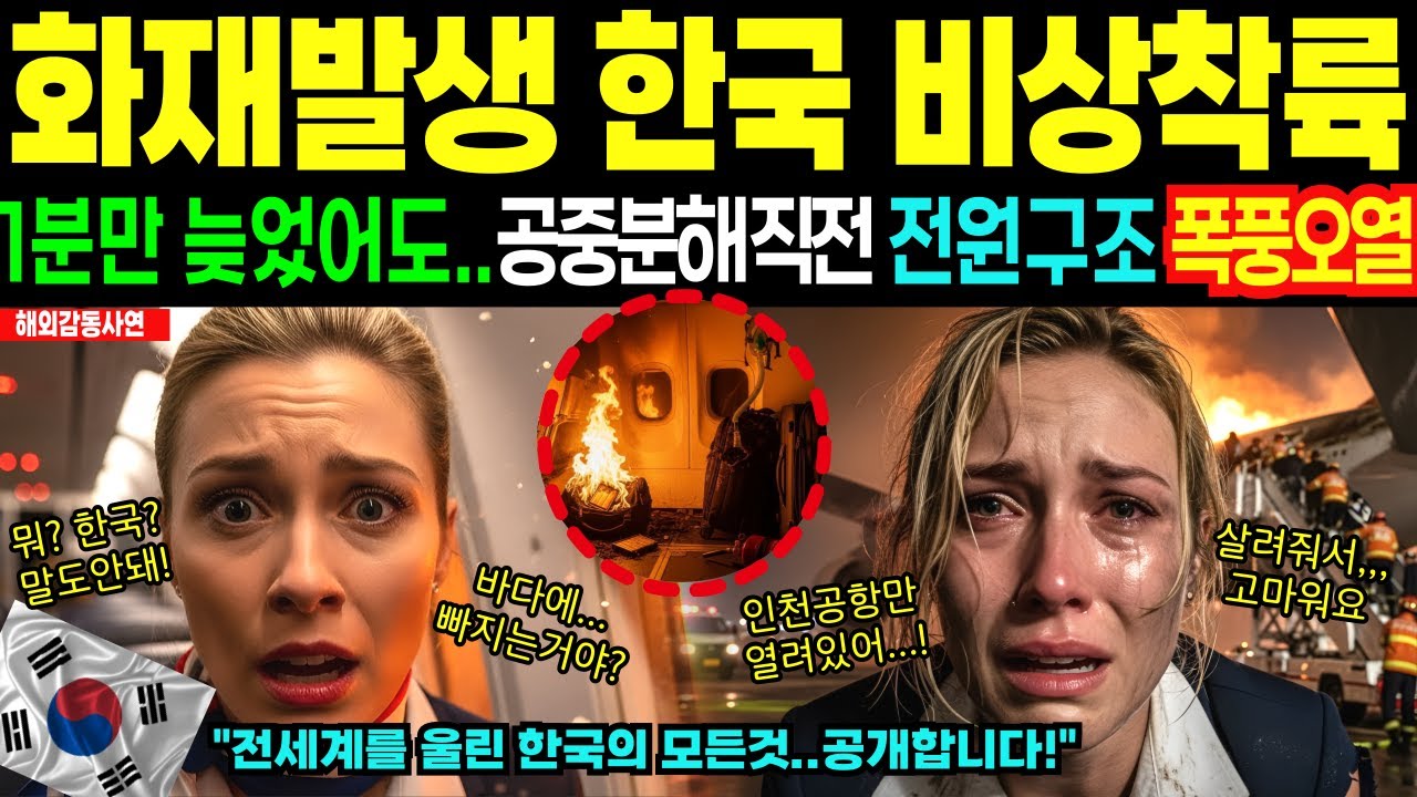 [해외감동사연] 1분만 늦었어도 공중분해! 화염에 휩싸인 채 한국 인천공항으로 비상착륙, 전원 구조 직후 프랑스 승무원 폭풍오열한 충격적인 이유