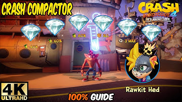 Crash Bandicoot 4 - Crash Compactor 100% Walkthrough Guide (All Gems, Boxes) 4K 60 FPS