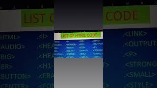 complete html tag list for beginners & developer Tags of HTML coding