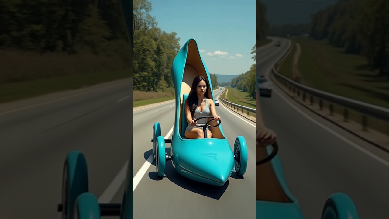 Woman Drives a Giant High-Heel Car on the Highway 
