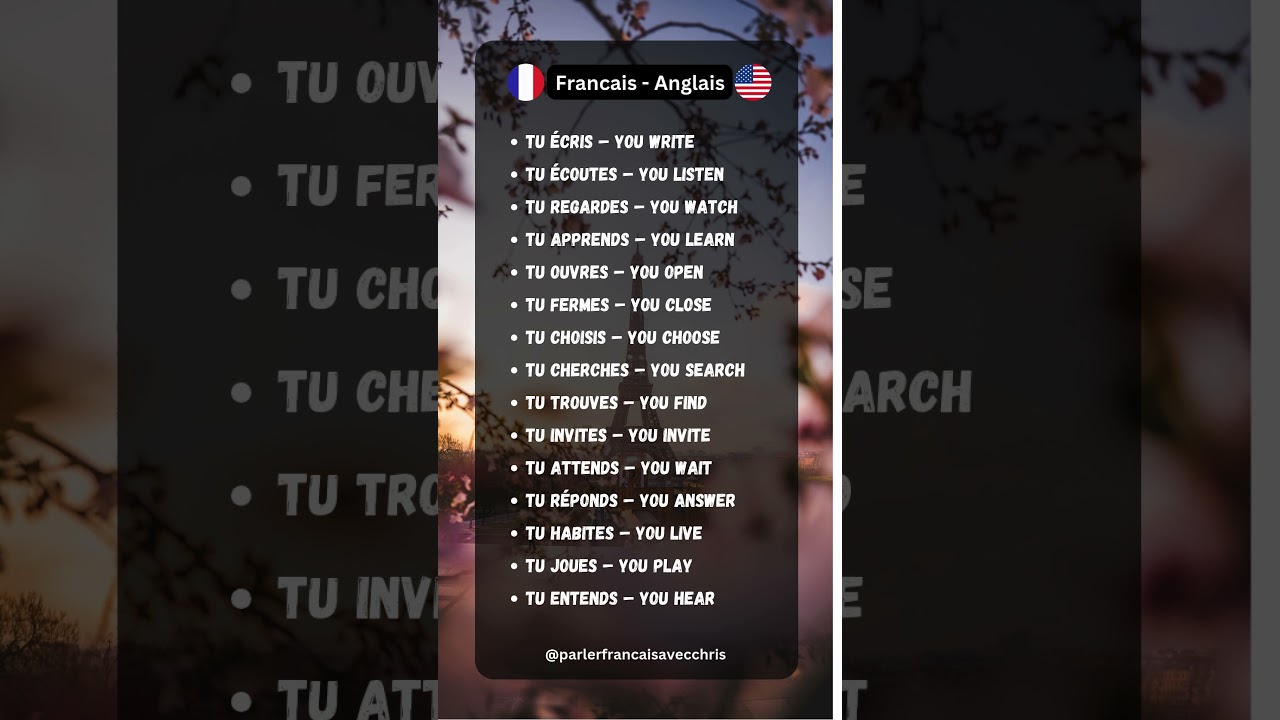 15 Verbes Français traduit en Anglais - Apprendre le Français - Parler Français