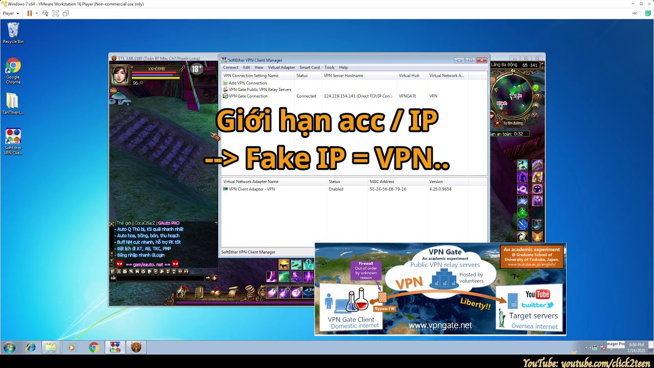 TLBB (Cách 2+): Đổi IP bằng VPN để log nhiều acc (Fake IP ?) - Tin Học Số
