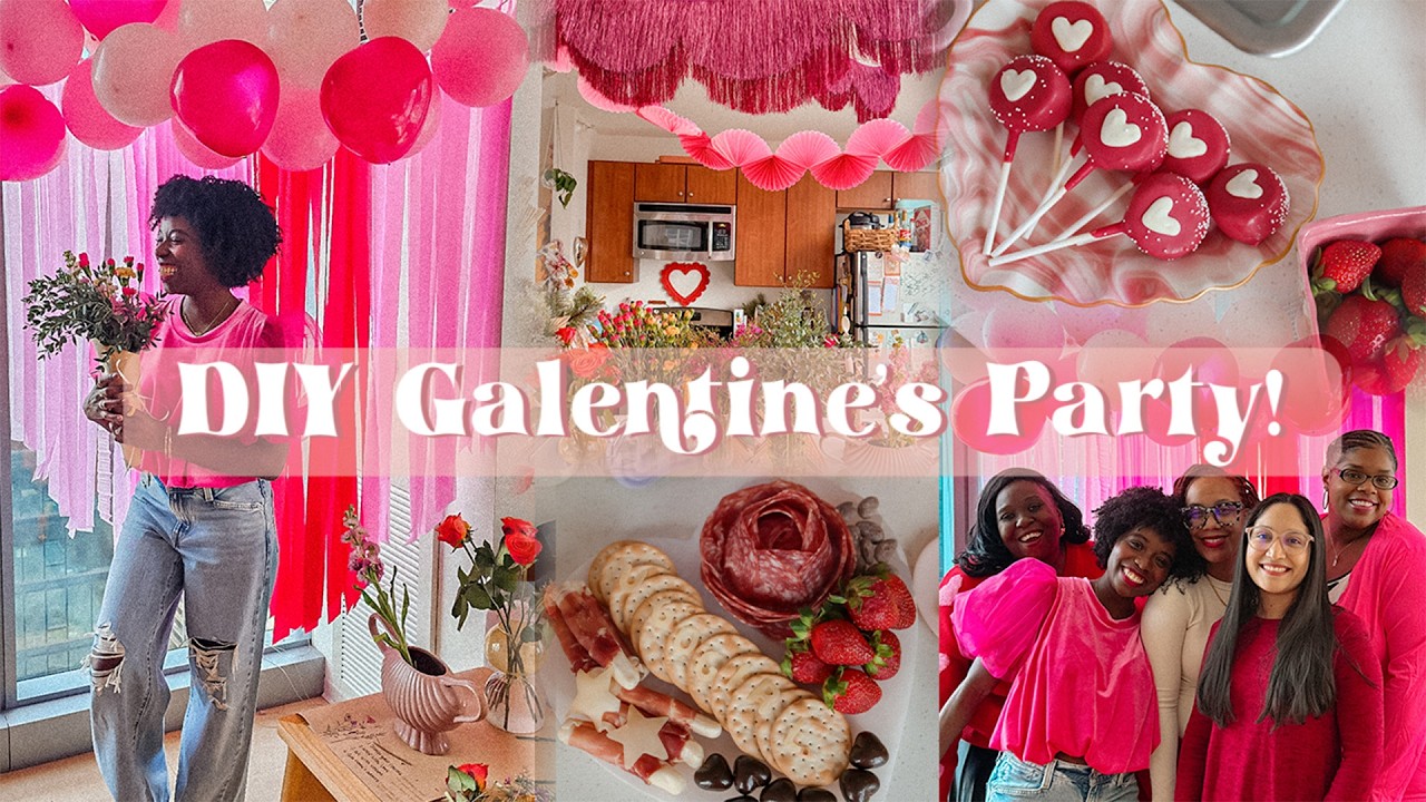 CUTEST DIY GALENTINE'S PARTY! Decorating Ideas, DIY Photo Backdrop & Flower Bar|Small Space Hosting