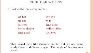 Reduplications & Acronymy : Word formation process in English