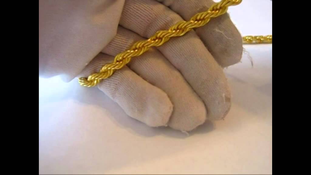Gold plated 36" Length 6mm Thick Rope Hiphop Bling Chain - YouTube