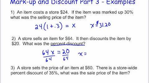 Markup and Discount Part 3 - Examples