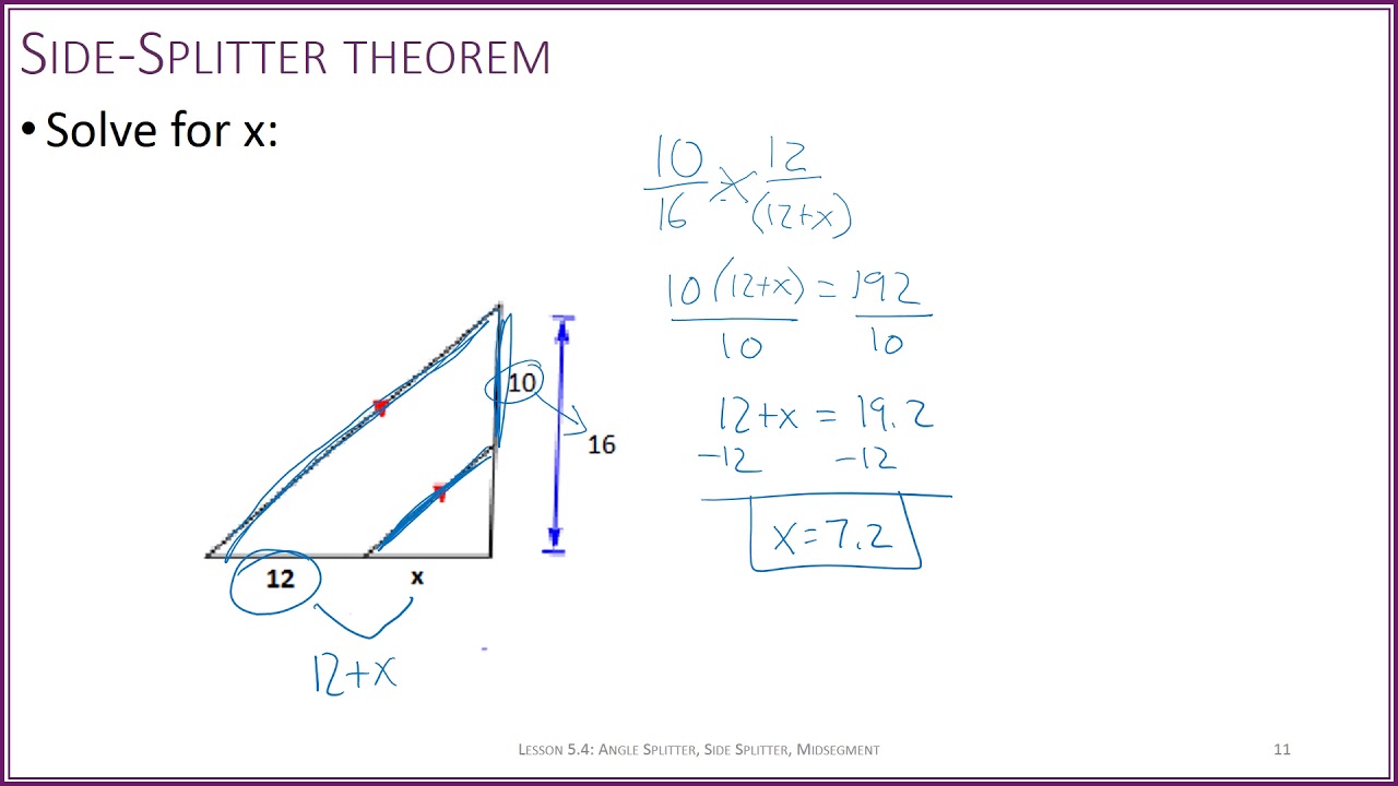 S2 V10 5 Angle bisector, midsegment, side splitter - YouTube