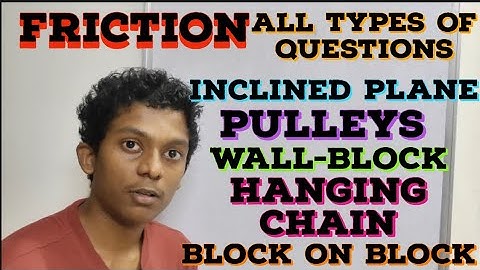 Friction- 5 Types of MCQs. Inclined Plane, Pulley Systems, Block-Wall, Hanging Chain, Block on Block