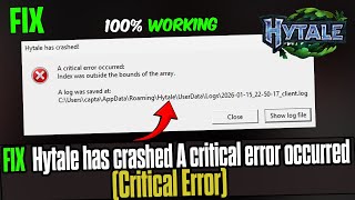 🛠️ Fix HYTALE Critical Error | Index Was Outside the Bounds