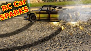 RC Car Sparks Smoke Drifting Burnouts + CRASH!