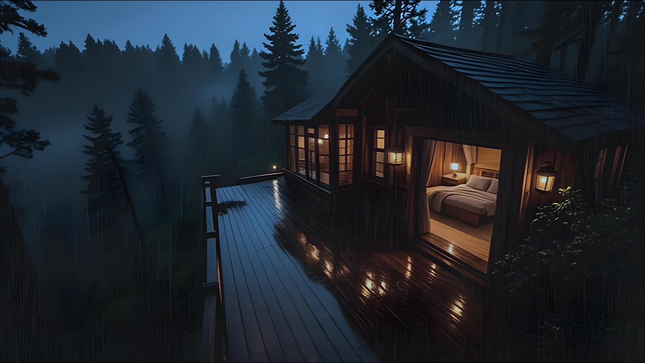 Soft Night Rain 🌙 | Peaceful Cabin Ambience for Sleep