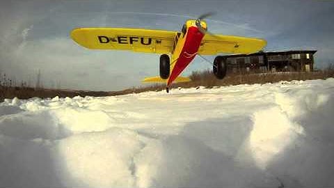 Multiplex Fun Cub in the snow - shorter version