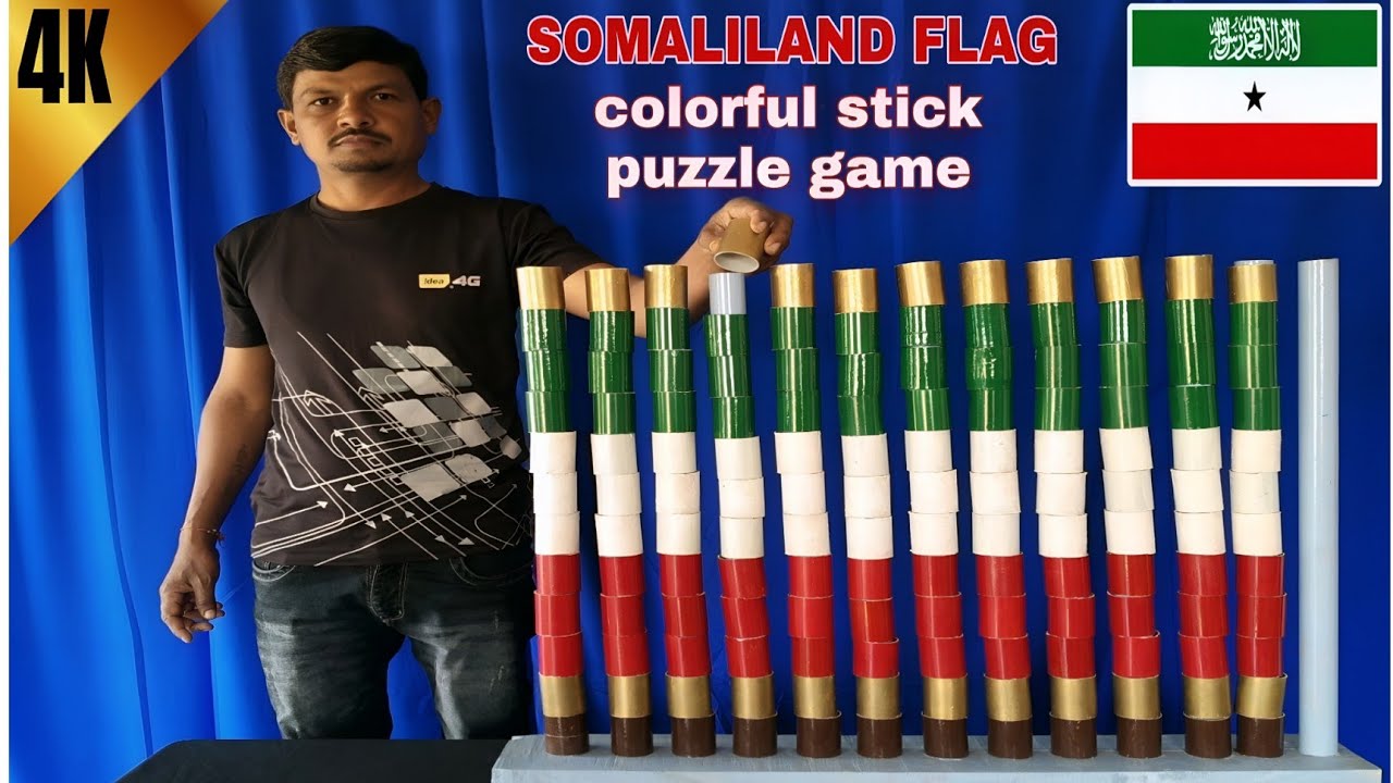 SOMALILAND Flag Colour Cylinders Matching Game Challenge videos | Mast Puzzle