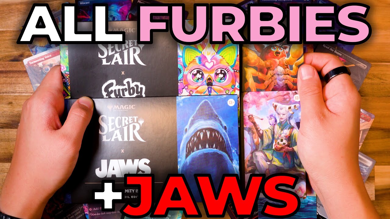 mtg シークレットレイヤー　ファービー　レインボーfoil版 Unboxing Every Furby + JAWS Secret Lair Drop in Rainbow Foil