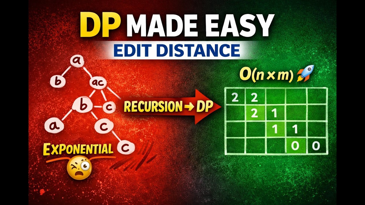 Edit Distance Problem | Recursive Tree + DP Optimization (Java) - YouTube